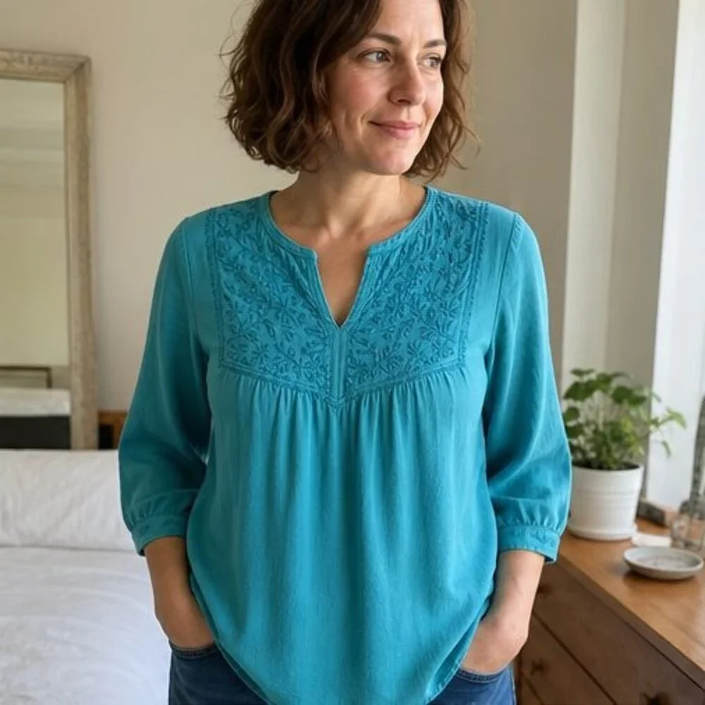 Charcoal Smocked Top